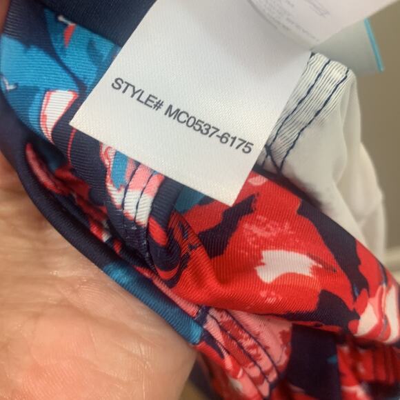 High Drive by ModCloth Deep V-Neck Floral Navy/Red One-Piece Bathing Suit - Picture 7 of 9